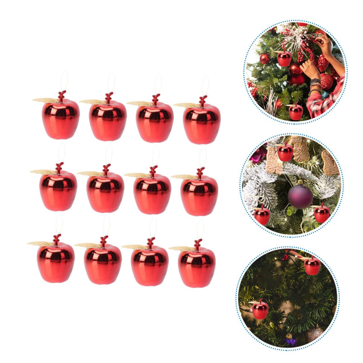 36 STK Weihnachtsapfel-anhänger Mini-weihnachtsschmuck Glitzernder Weihnachtsbaum Mini-bälle Baumkugeln Dekoration Weihnachtsdekoration Zum Aufhängen Festschmuck Plastik Drinnen
