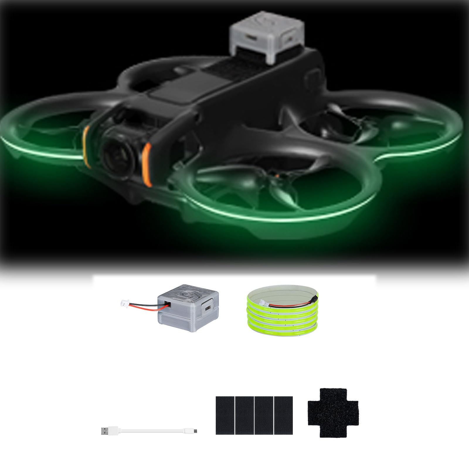 Light Strip for DJI Avata 2, Drone Accessories Night Flight Warning Light Strip (Green)