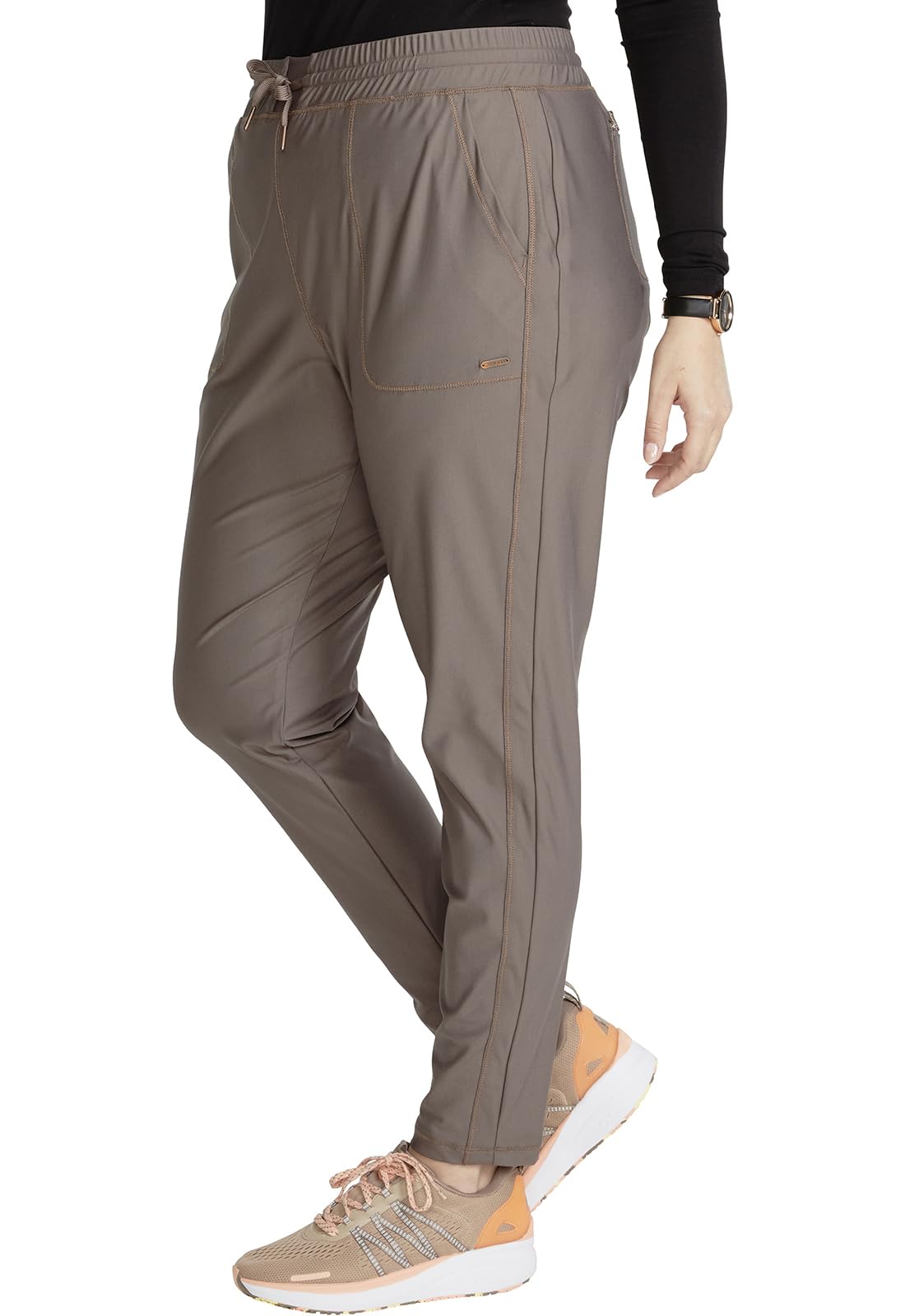 Cherokee Conjunto de uniforme médico para mujer, 7 bolsillos, cuello en V, dobladillo curvado CK840 y pantalón de pierna cónica de tiro medio CK095, camiseta de hierro XL / pantalón pequeño 2XL