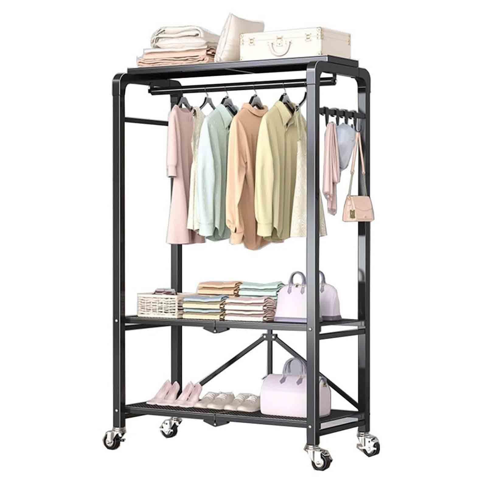 Portant à vêtements autonome tringle robuste étagère de rangement chambre