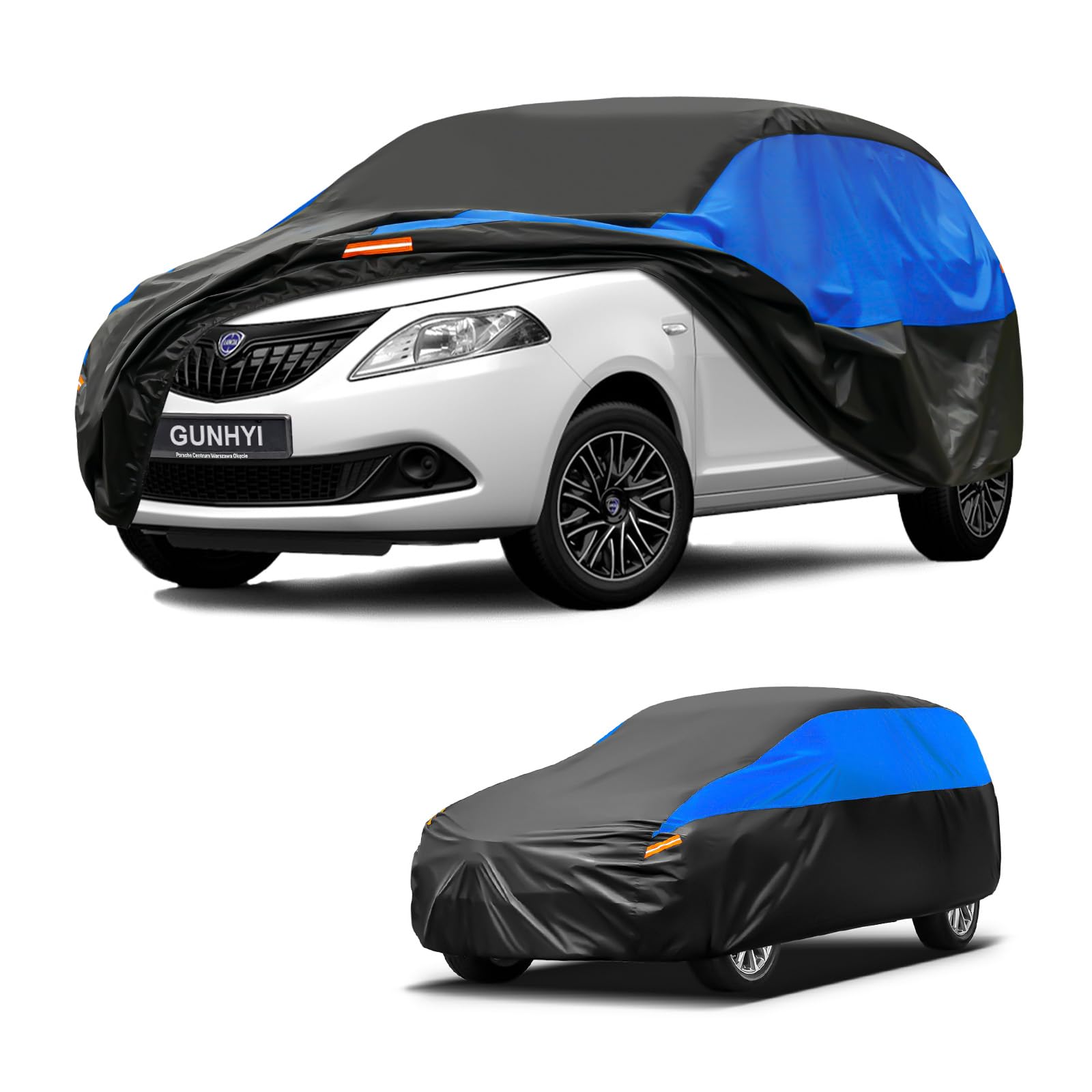 Copriauto Gunhyi Impermeabile e Traspirante, Telo per Lancia Ypsilon, Copriauto Nero e Blu, Telo da Garage Completo per Proteggere Dalla Pioggia.