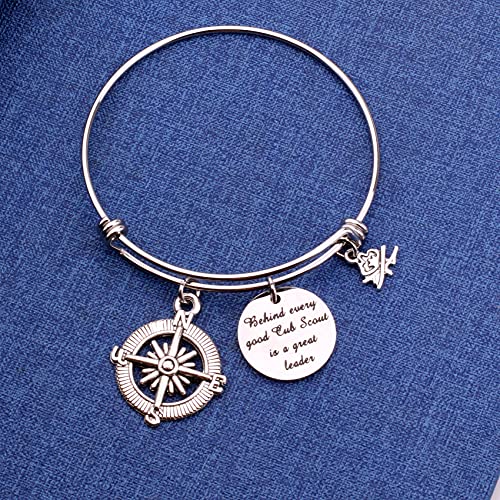 Image of Detailed Cub Scout Leader Charm Bracelet Boy Girl Scout Gifts Behind Every Good Cub Scout is A Great Leader