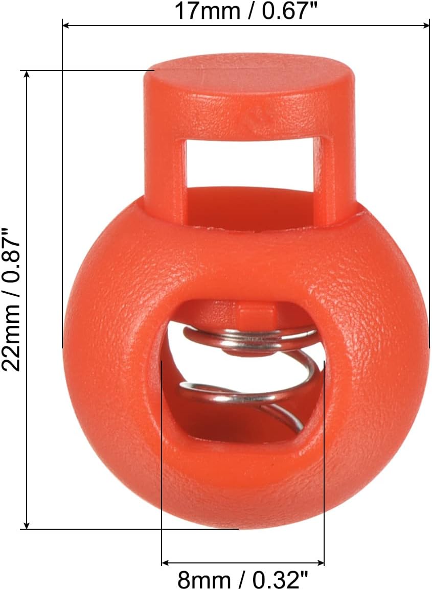 PATIKIL Cord Locks, 30 Pack Ball Spring Toggle Stopper for Drawstring Bag Shoelaces, Orange Red - Image 2