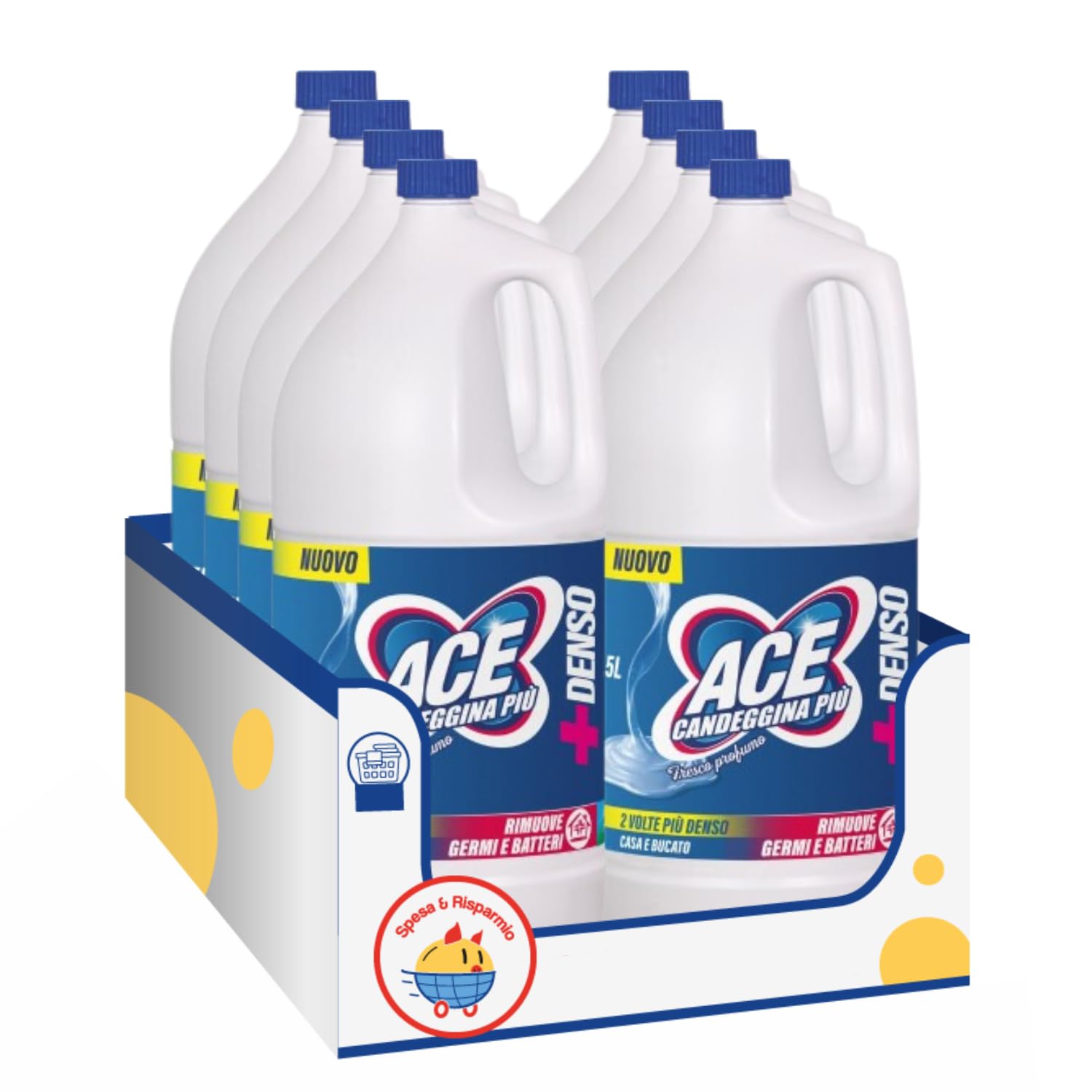 Candeggina Densa con Fresco Profumo 2,5L – Pulizia Profonda Multiuso kit con Spugna Brandizzata SPESA & RISPARMIO Inclusa – Variazioni 4/8/12 Pezzi (8)