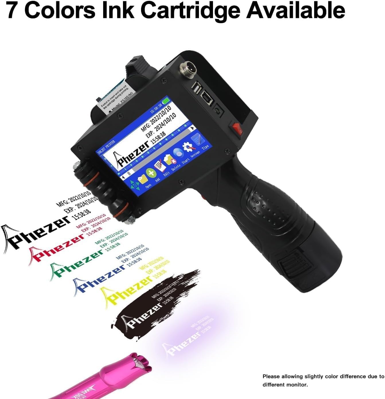 Stampante a getto d'inchiostro portatile P16-1, altezza di stampa 1 pollice, cartuccia solvente 72 ml, codifica intelligente