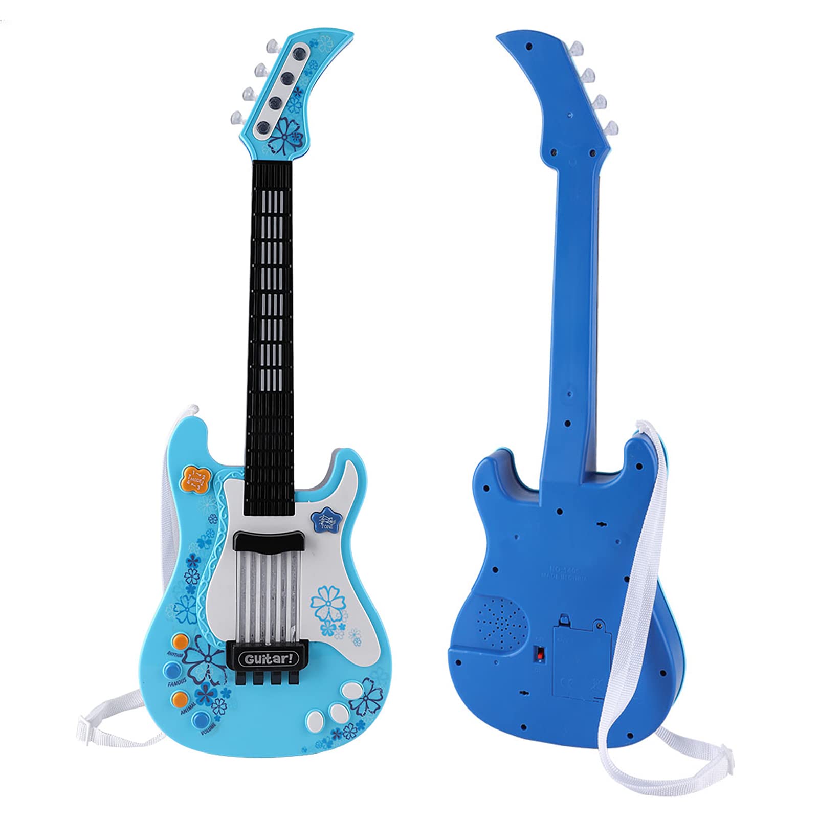 Chitarra Giocattolo Musicale Interattiva con Tracolla per la Portabilità, Dispone di Suoni di Strumenti Multipli e Modalità Canzone, un Divertente Giocattolo per Chitarra (Blu)