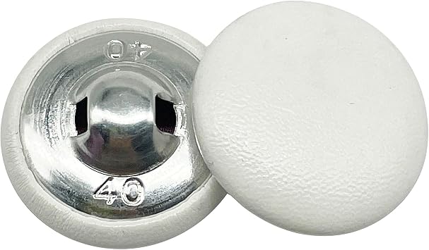 MMvolesy 25MM White Leather Bag with Metal Shank Round Buttons for Suits Gowns Blouses Shirts DIY Sewing 10Pc