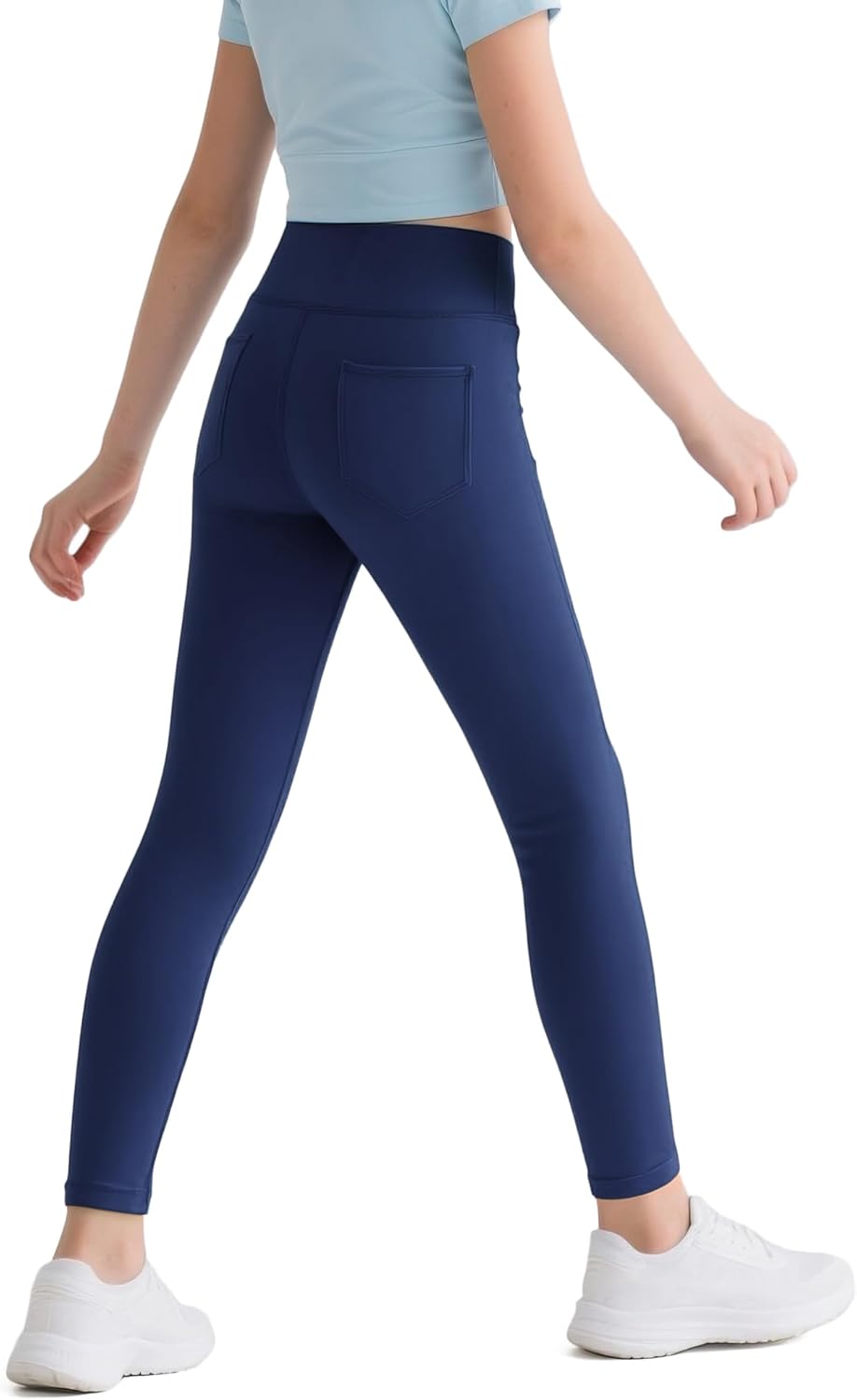 HASMES Girls Athletic Leggings High Waisted Comfort Soft Elastic Yoga Dance Running Pants with Pockets Activewear - Image 2