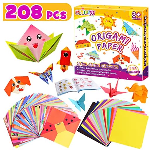 pigipigi Craft Origami Paper for Kids - 208 Sheets Vivid Colorful Folding Papers 54 Patterns Art Projects Kit for 5 6 7 8 9 10 11 12 Years Old Girl Boy Teen Birthday Gift Preschool Educational Toy
