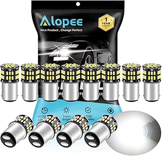ALOPEE 1076 LED Bulb for RV Bright White 1142 LED Bulb DC 12V LED RV Light Bulbs for 1004 1076 1142 BA15D RV LED Bulbs Interior Camper Light Bulbs Trailer Boat Light Bulbs 3014 54SMD, Pack of 12