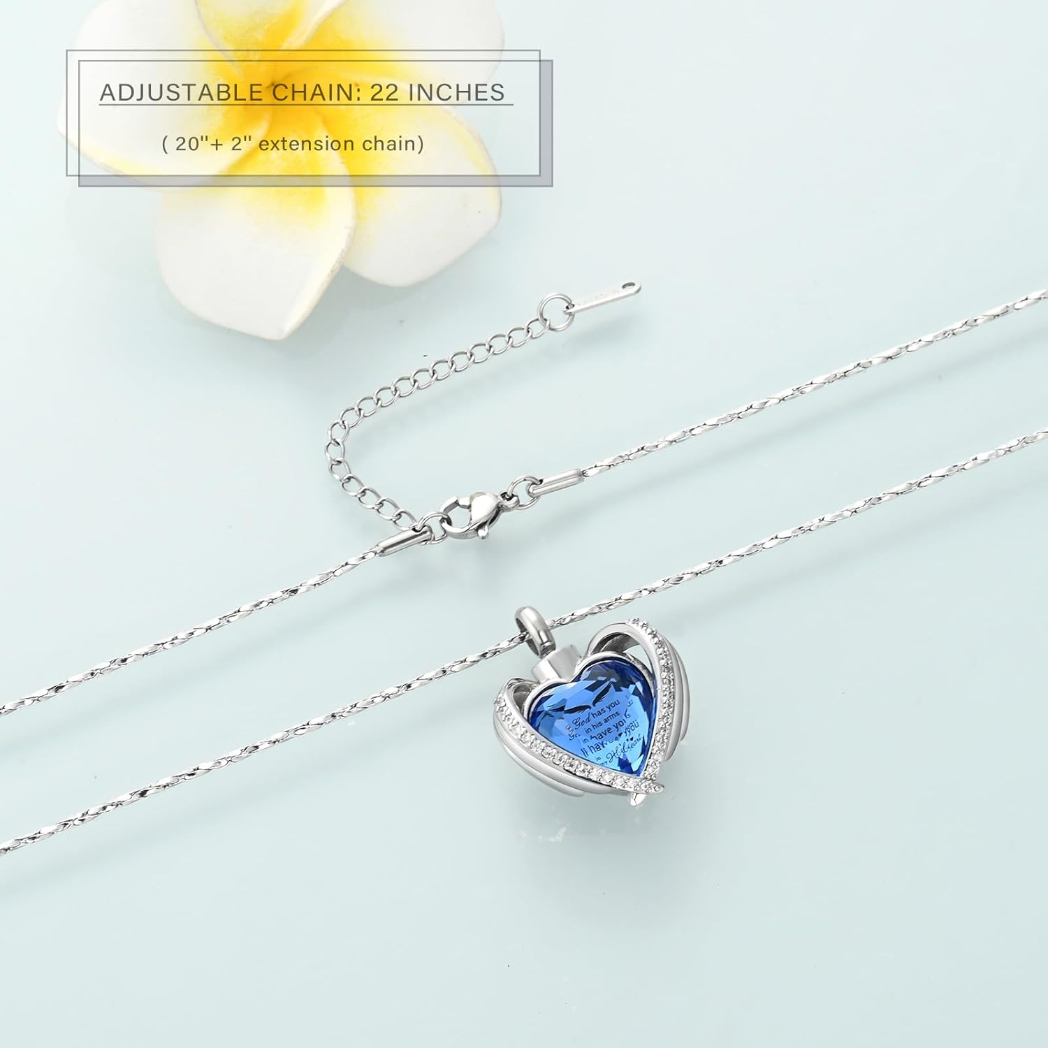 Imrsanl Angel Wing Heart Urn Pendant Necklaces for Women Girls Crystal Birthstone Cremation Jewelry Urns for Human Ashes Memorial Locket Keepsake Jewelry - Image 4