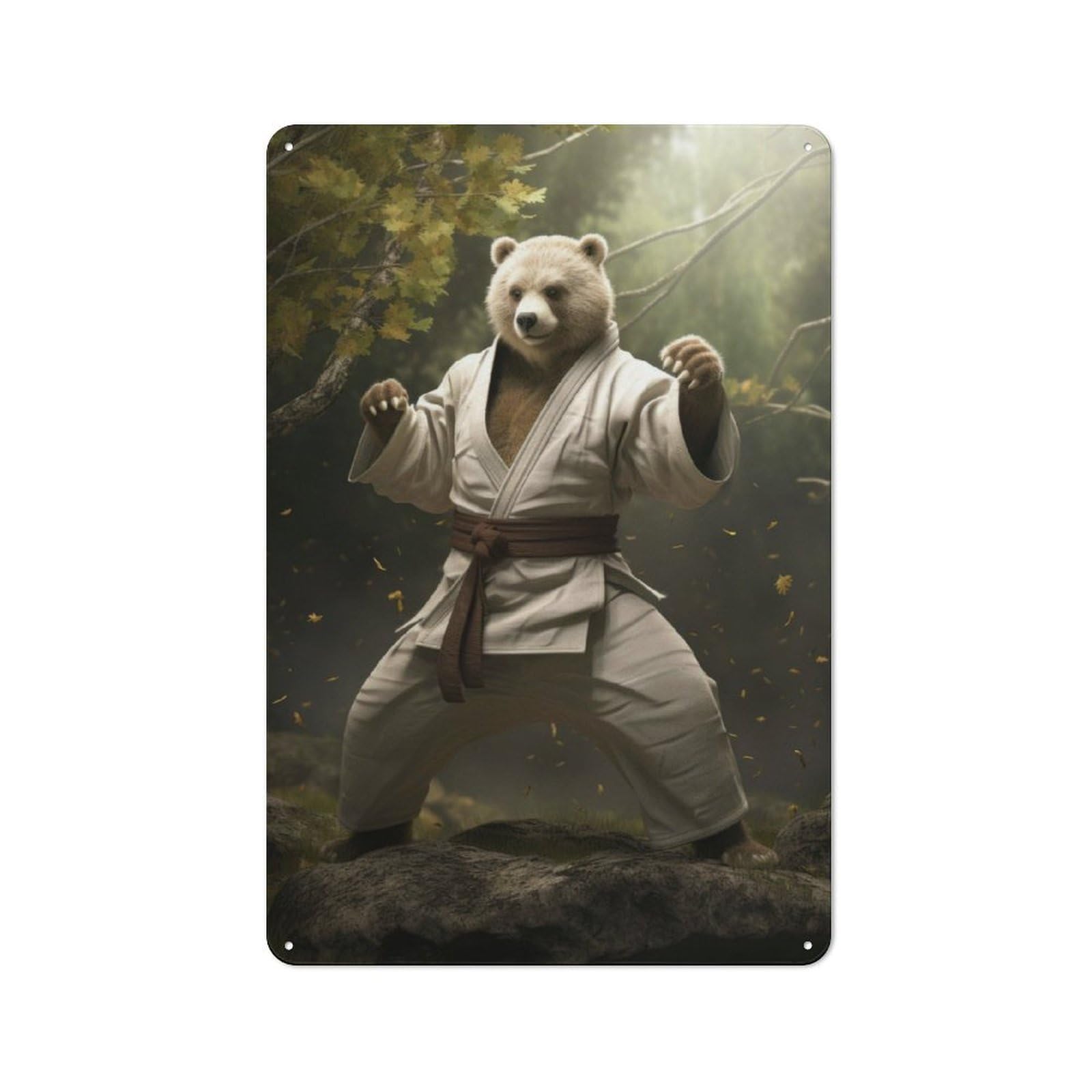 Junmoney Anthropomorphic Bear Metal Sign 30X20cm With For Workshop Wall, Rustic Decor, For Garage, Workshop And Man Cave Decoration