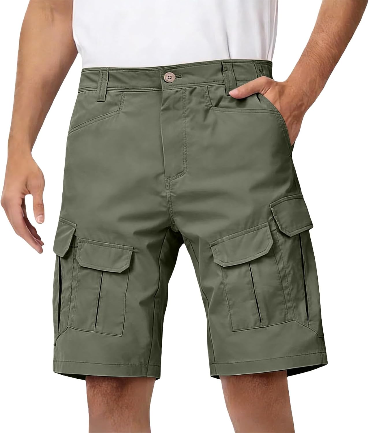 Men's Classic Cargo Stretch Shorts Casual Work Outdoor Hiking Shorts with Multiple Pocket Lightweight Summer Outfits