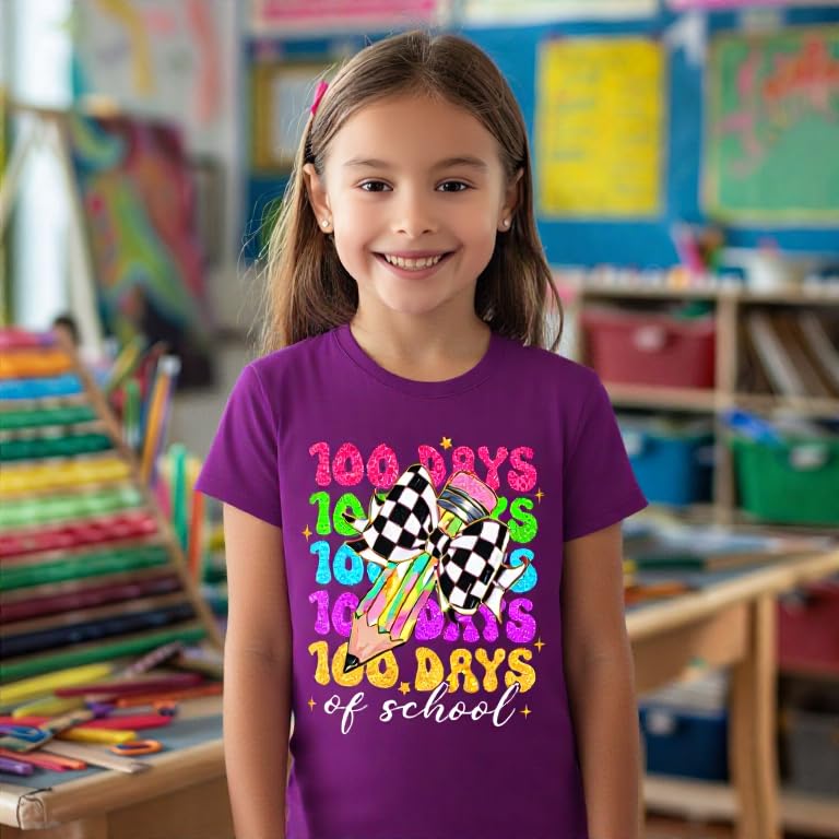 Image of 100 Days of School Shirt Girls and Kids Unicorn Heart Shirt