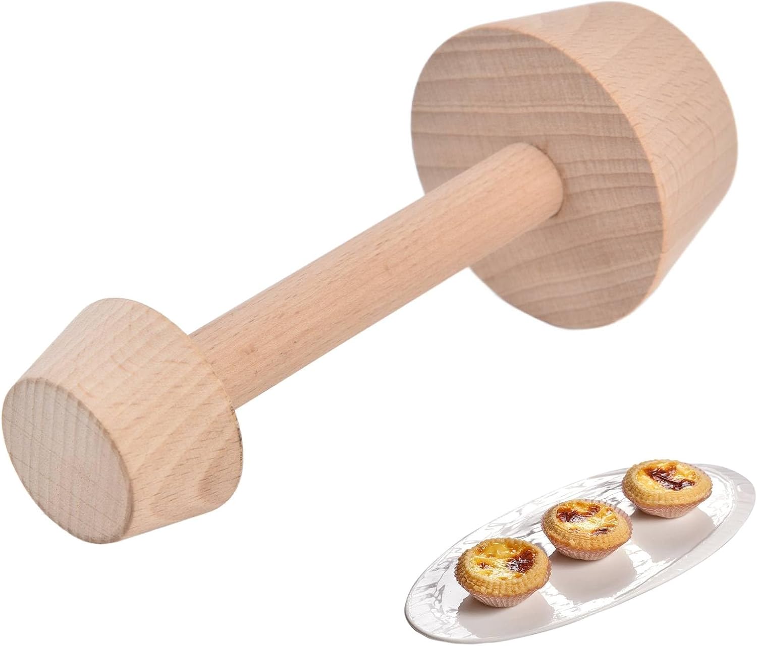Wooden Pastry Tamper, Double Side Pie Pastry Dough Tart Tamper for Mini Muffin Pan, Wooden Shell Dough Wooden Cookie Molds for Baking, Mini Egg Tart, Cheesecakes, Pasta