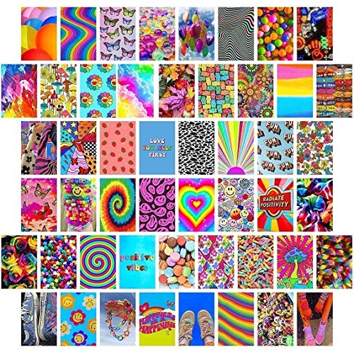 Indie Wall Collage Kit Aesthetic Pictures, Aesthetic Room Decor, Bedroom Decor for Teen Girls, Wall Collage Kit, VSCO Room Decor, Photo Wall, Aesthetic Posters, Collage Kit (50 PCS 4x6 inch)