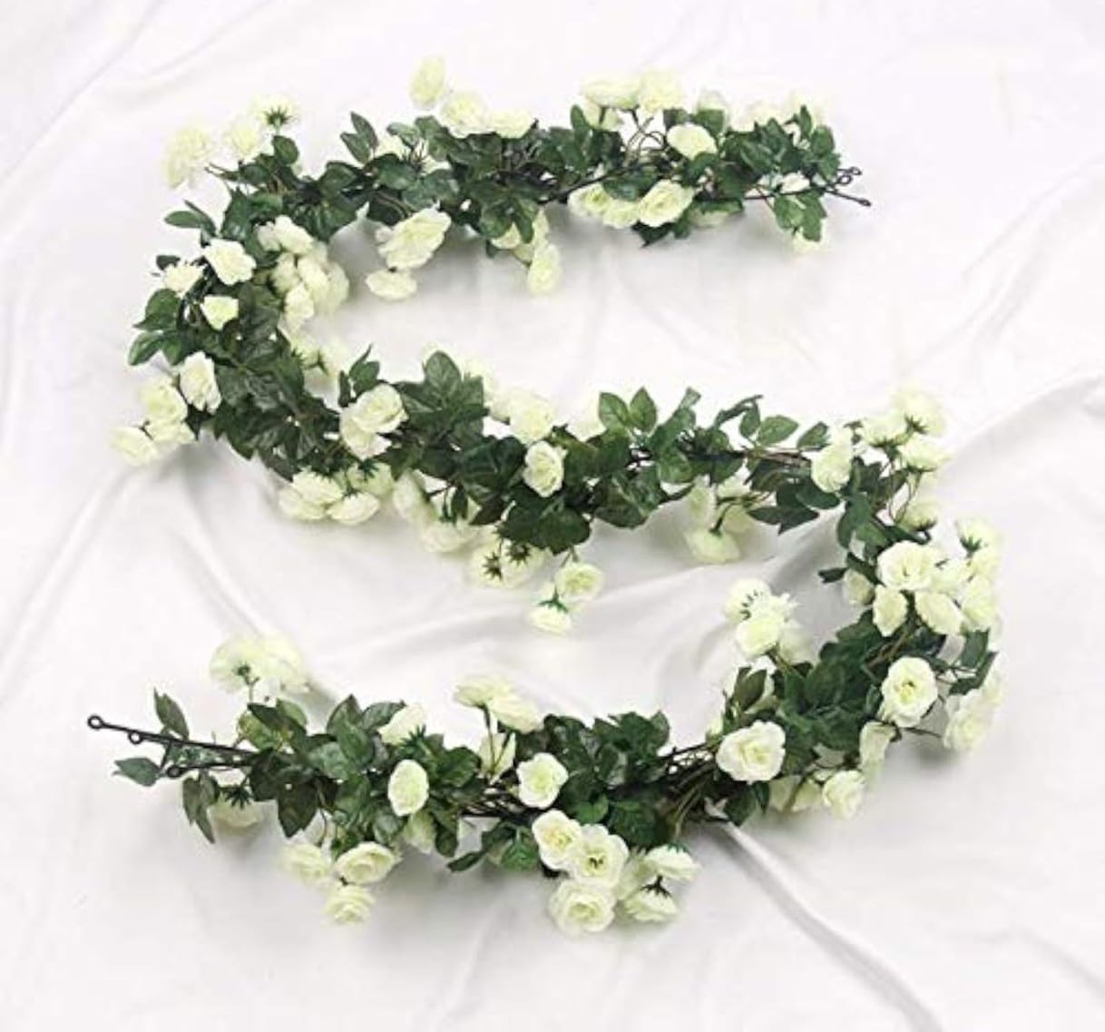 VRB Dec 1 Pcs Artificial Flower Vine Garlands Hanging Artificial Flowers for Decoration Small Peony Roses Garland (6 ft Long) Flowers Silk Peony Roses for Diwali/Ganpati/Christmas. (White) 2