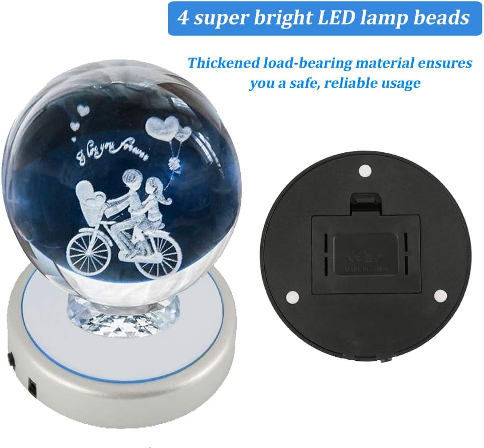 Light Base for Glass Art, LED Light Base, LED Light Display Base, Light Display Base Stand Holder 6 Color Changing LED Colorful Display Stand Lights for Crystals Glass Art Home Decoration(Round)