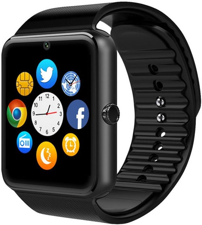 CulturesIn GT08 Smart Watch with Touch Screen, Bluetooth, Camera, SIM Card Slot, Pedometer, Sleep Monitoring for Android (Functions) and iOS (Function Adapter)