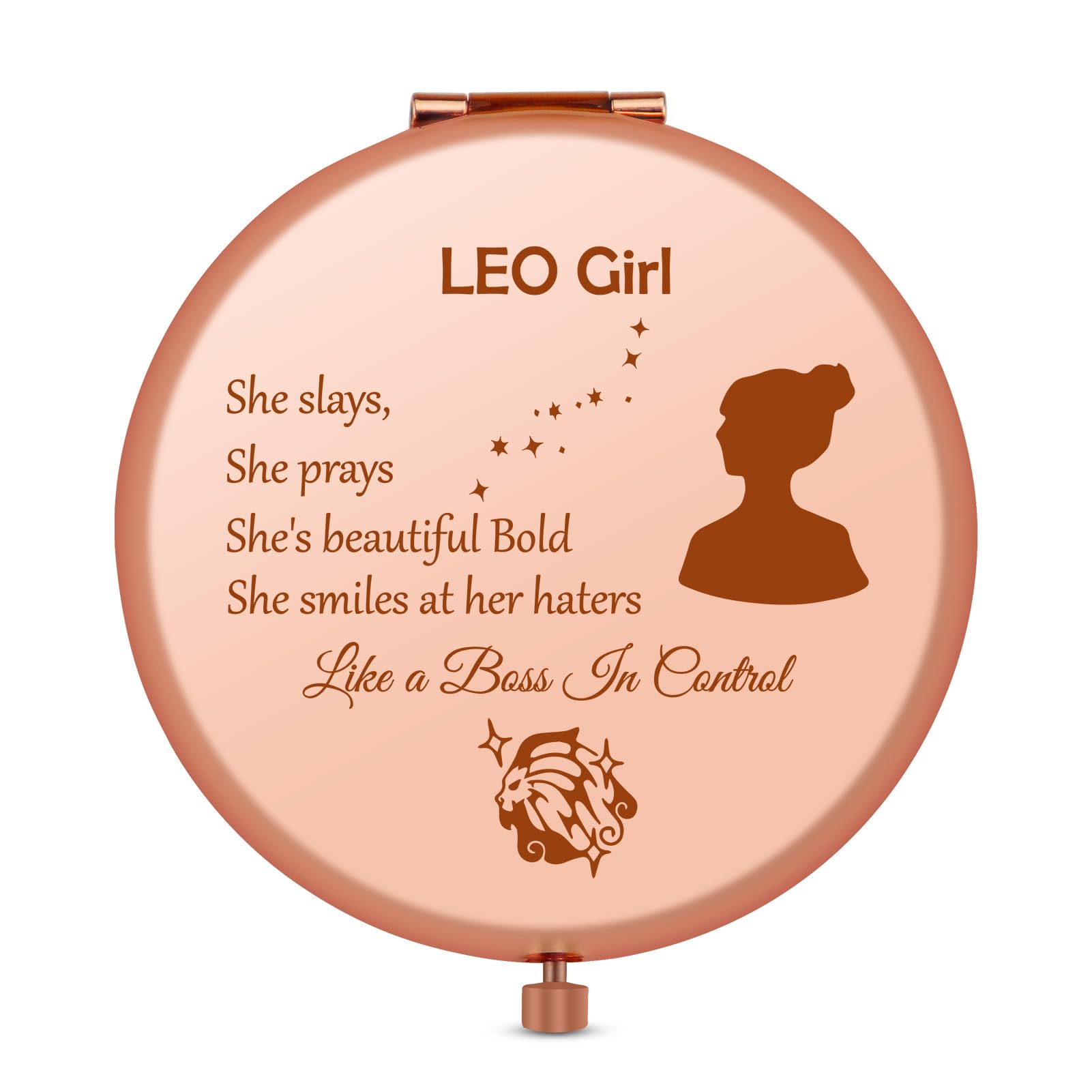 Zodiac Sign Gifts Compact Mirror for Women Birthday Gifts for Leo Zodiac Gift for Women July August Birthday Gift for Her Mom Sister Friend Folding Makeup Mirror for Her Leo Astrological Star Sign