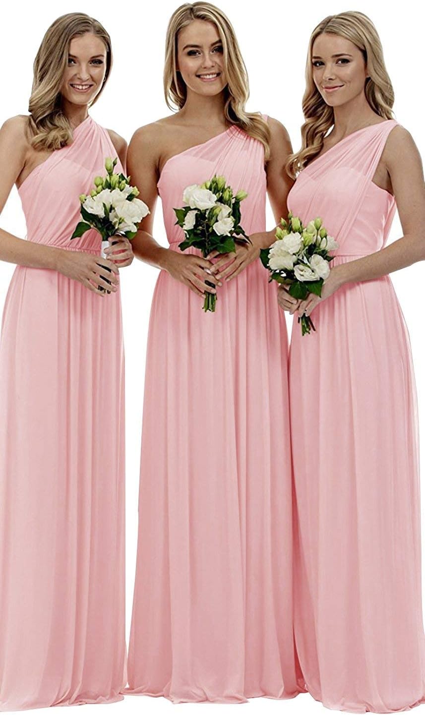 Bridesmaid Dresses for Women Long Chiffon One Shoulder Formal Aline Prom Evening Gown