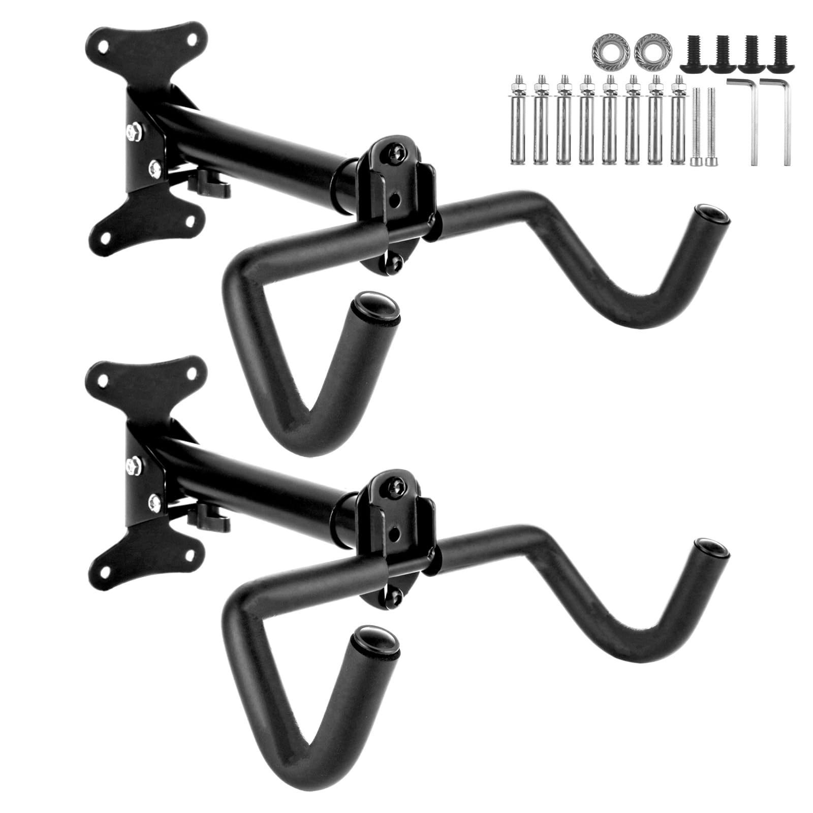 Porte velo mural rembourré et ajustable WOPPLXY en métal pour suspension sécurisée - 2 pcs