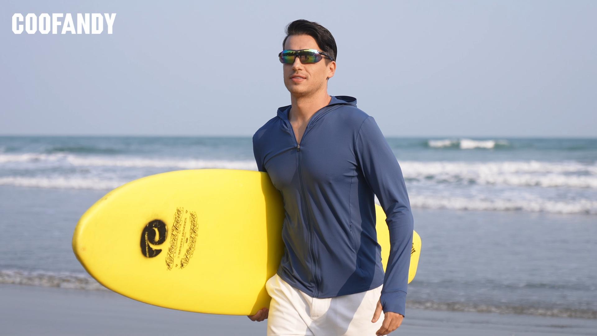COOFANDY Full-Zip Men's Lightweight Hoodie UPF 50 - Breathable Sun