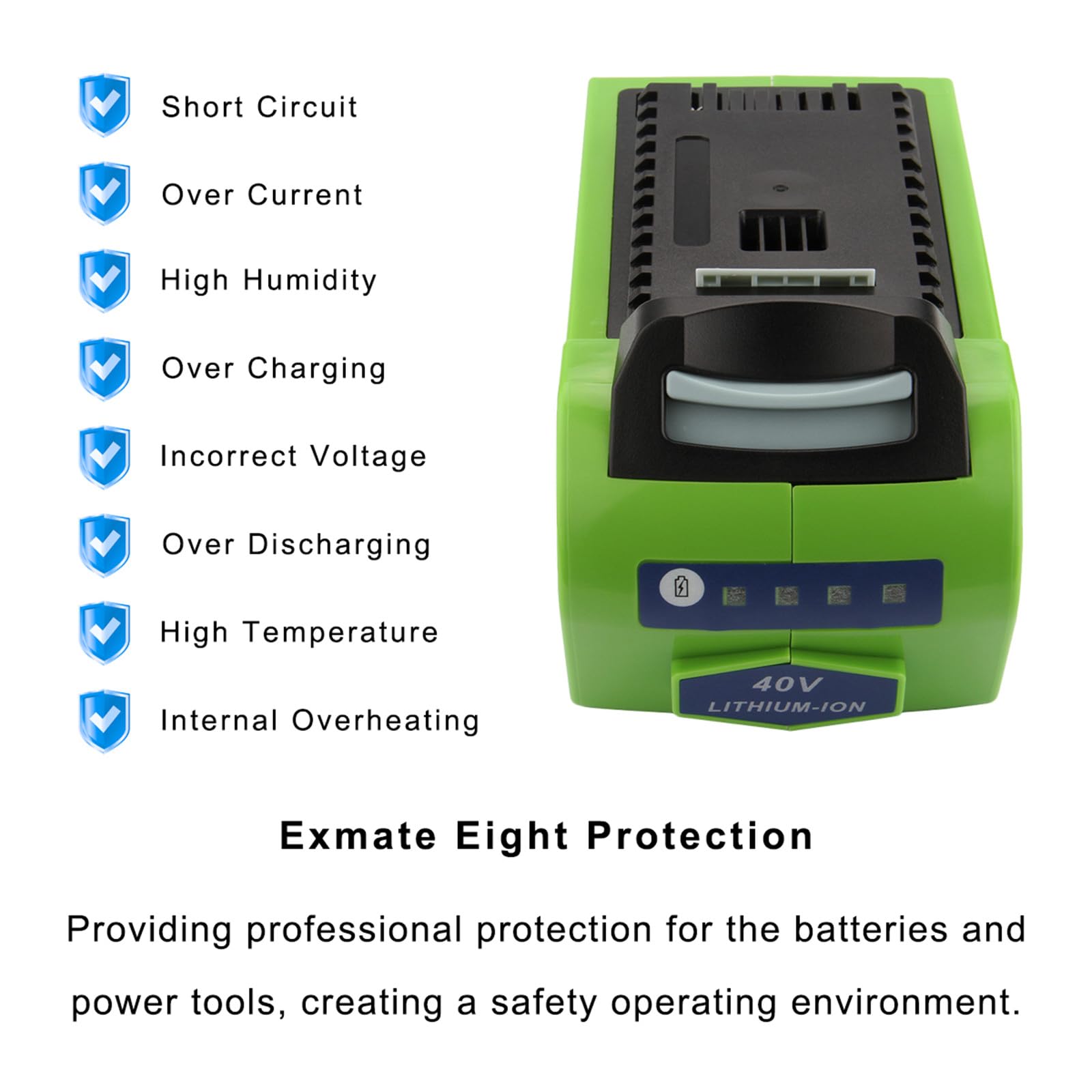Exmate 40V 5.0Ah Batteria per GreenWorks G-MAX 29472 29282 2601102 24252 29462 29302 29662(Non Gen 1)