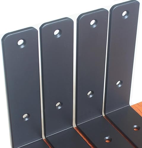 Miniatura 287 de Paquete de 4 soportes en L para estante, 8 pulg. largo x 6 pulg. alto x 1.5 pulg. ancho, grosor 03/64 pulg., soporte de hierro, metal, industrial