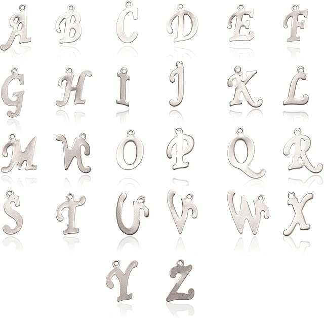 DanLingJewelry 130 pcs 304 Stainless Steel ABC Letter Charms Alphabet Charms A-Z Letter Charms Pendants for Jewellery Making