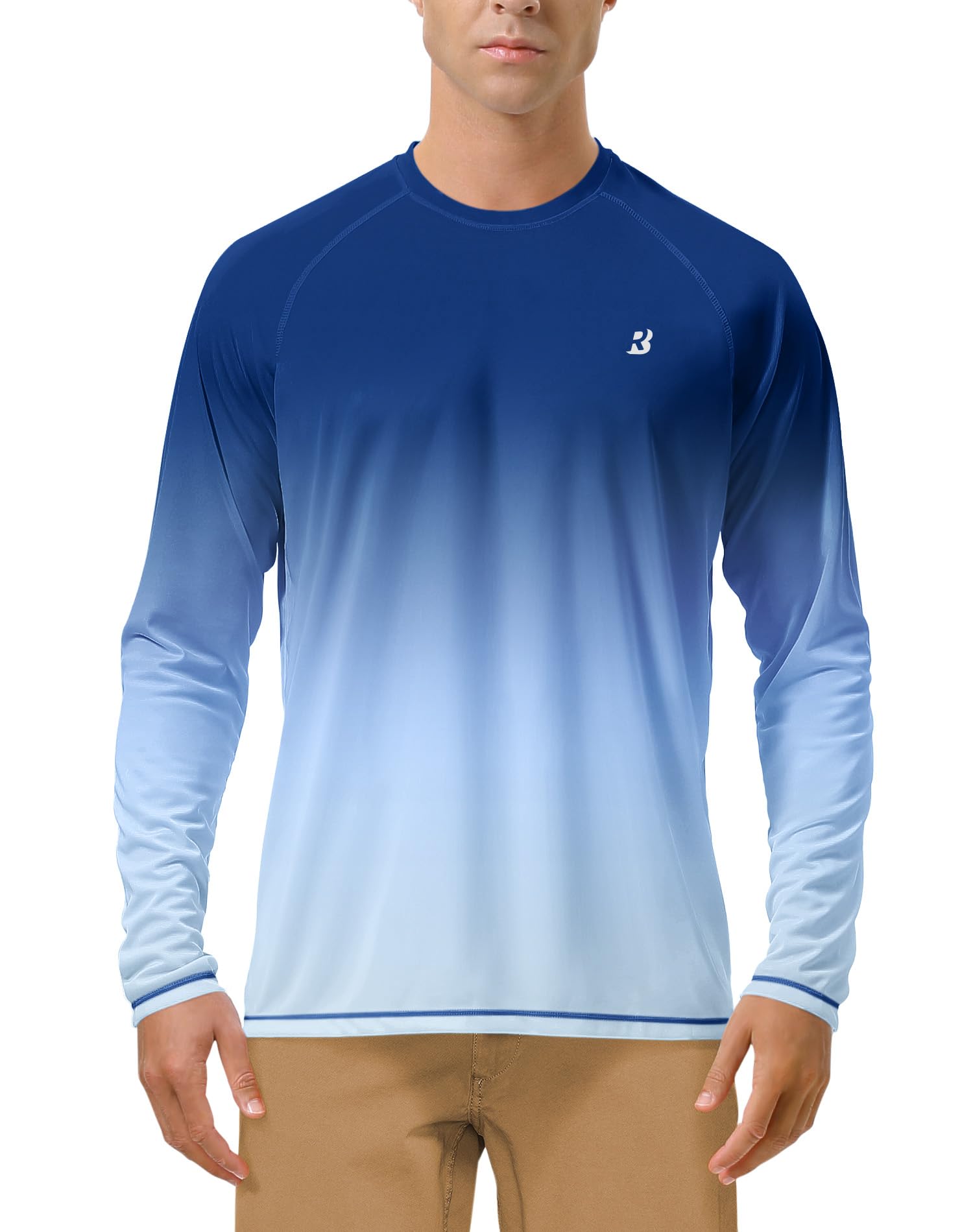 Roadbox Men's UPF 50+ UV Sun Protection Shirts, Long Sleeve Swim Rash Guard