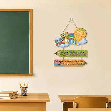 Math Classroom Decor,Math Signs for Classroom,Math Teacher Sign,Mathematical Elements Wreath Door,School Learning Study Education Wall Decor for Teacher Classroom Office High School Math Lovers