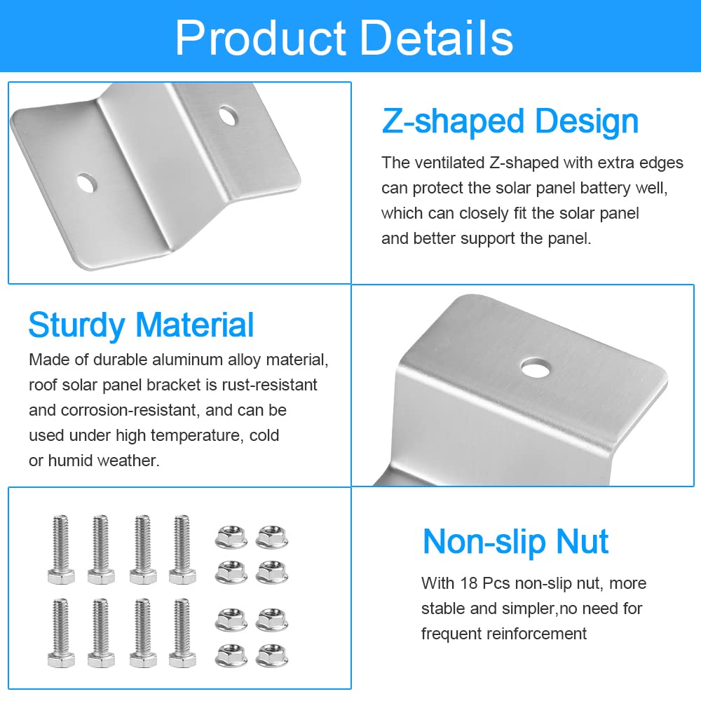 8 Staffe Z In Alluminio Per Pannelli Solari - Con Viti E Dadi, Per Montaggio Su Camper, Barca O Tetto - Foto 11