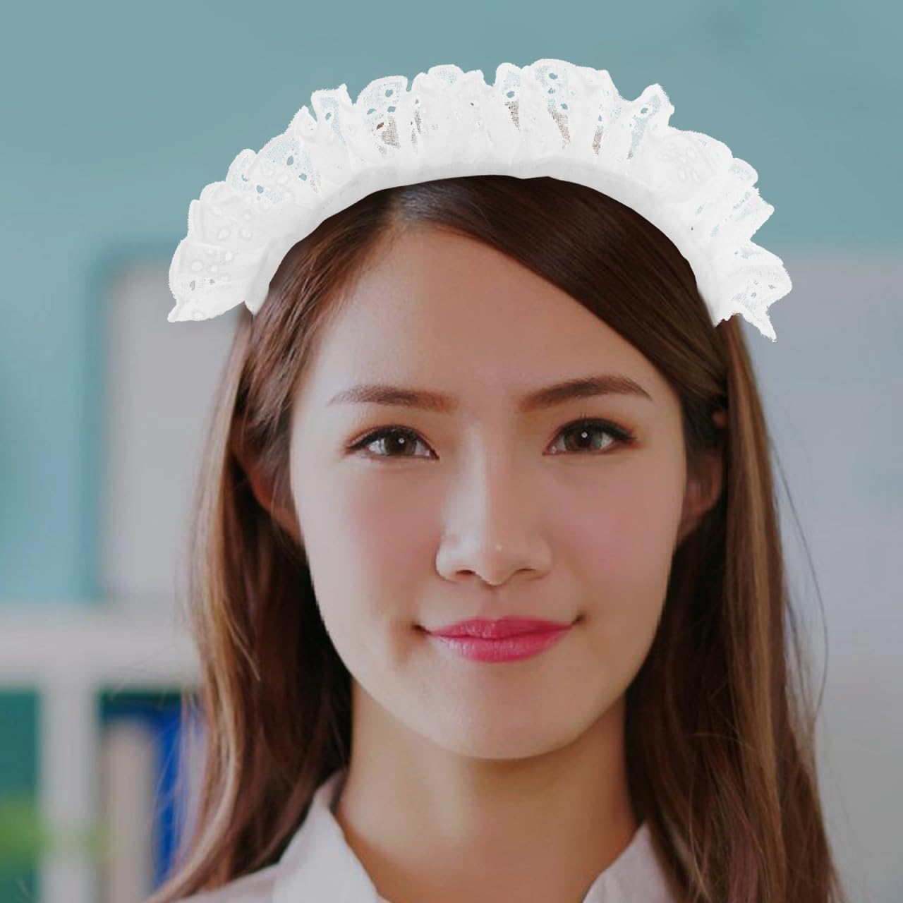 Ipetboom Maid Headband Headbands Waitress Accessories Role Playing Headband Cute Maid Headdress Lo Hair Hoop Cosplay Maid Hair Hoop Lace Band White - Image 4