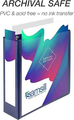 Vista 237 de Samsill Carpeta duradera de 1.5 pulgadas, fabricada en los Estados Unidos, carpeta de anillos en D, carpeta transparente personalizable, surtido