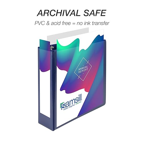 Vista 178 de Samsill Carpeta duradera de 1.5 pulgadas, fabricada en los Estados Unidos, carpeta de anillos en D, carpeta transparente personalizable, color Negro