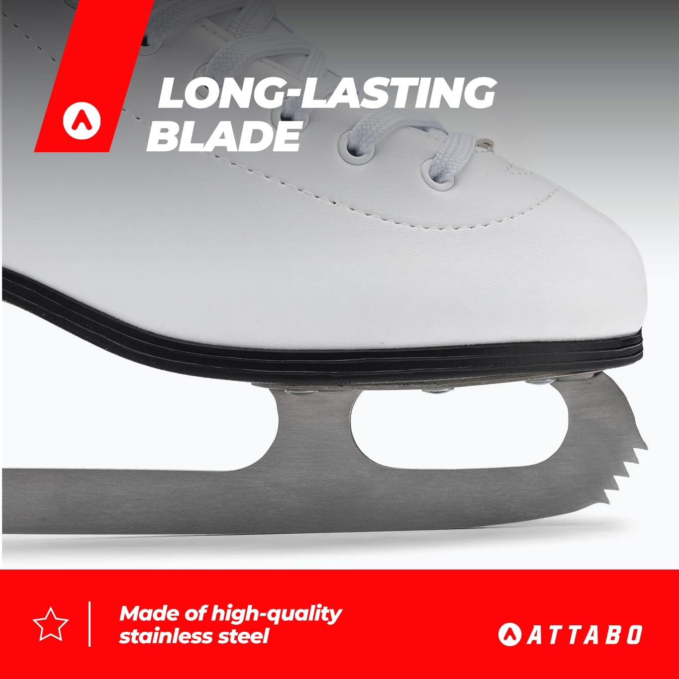ATTABO Eislaufschuhe Damen Schlittschuhe Weiß 36-41, Schnürung, klassisches Design, Wärme und Komfort, Schlittschuhe aus Edelstahl, für Anfänger und Fortgeschrittene bis 100 kg