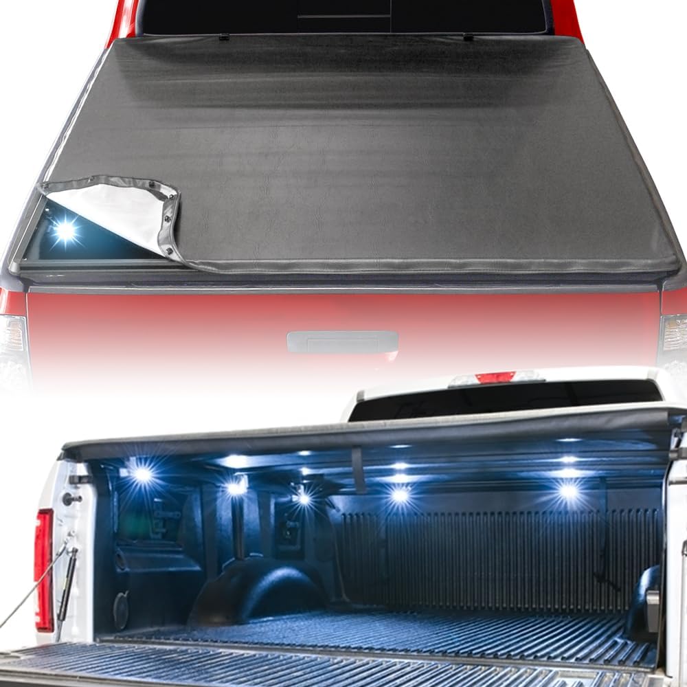 Stehlen 733469489511 Compatible with 2015-2022 Chevy Colorado/GMC Canyon 5 Feet (60") Short Bed Hidden Snap Tonneau Cover (Black) with Truck Bed LED Lights