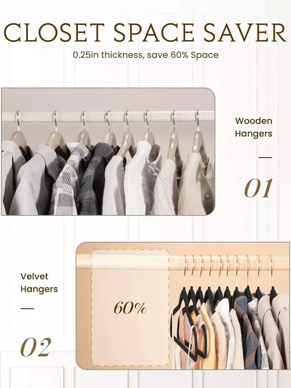 Premium Velvet Hangers, 50-Pack, Black, Ultra-Thin Space-Saving Design, 360° Rotating Hook, Heavy Duty