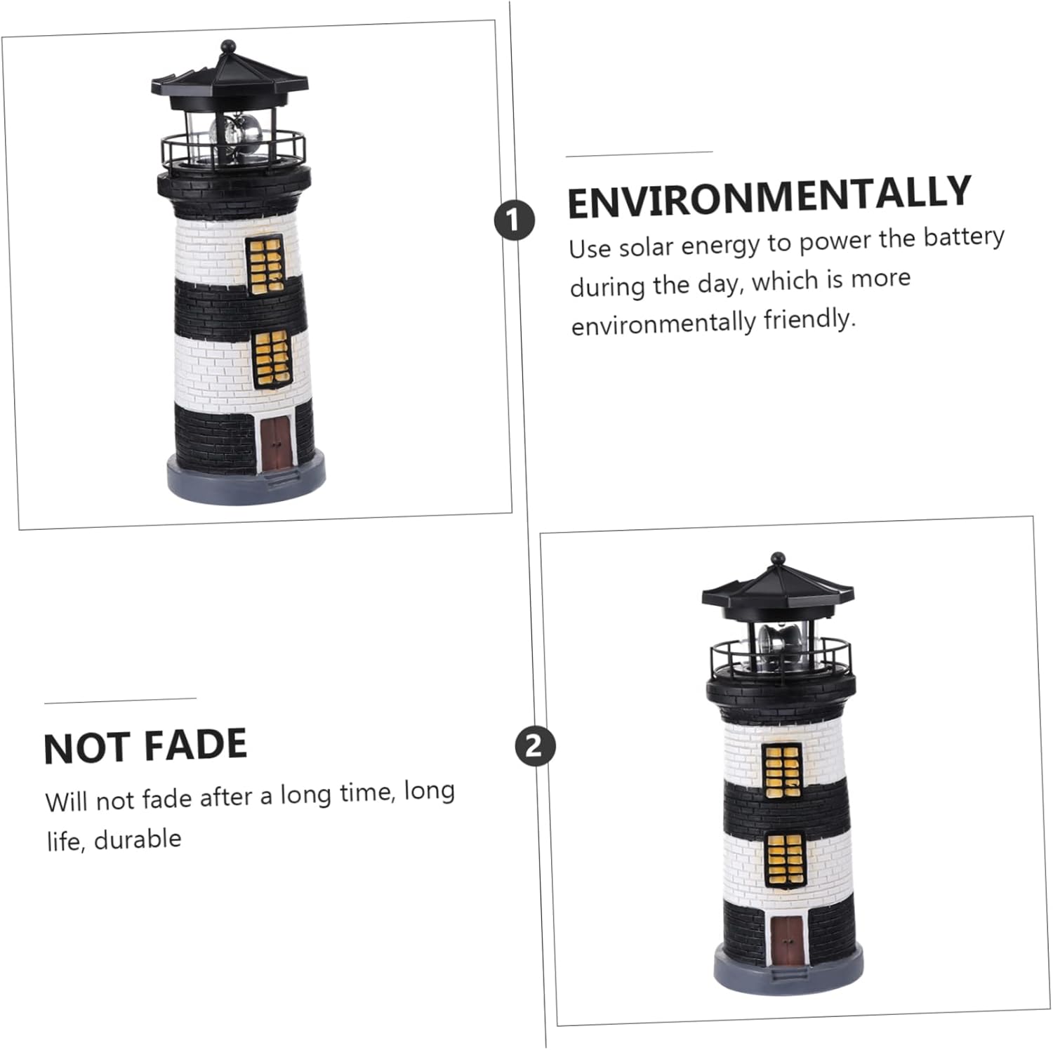 Sturdy Solar Garden Lighthouse Decorative Outdoor Lamp for Patio Courtyard Pathway