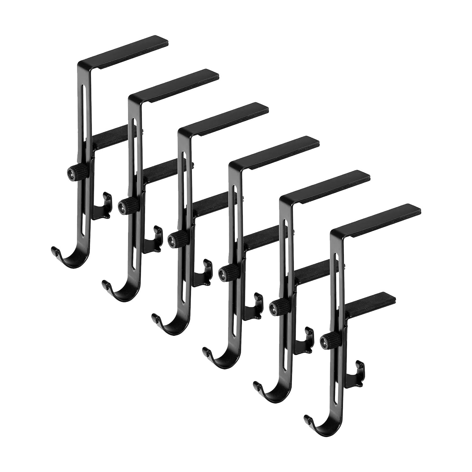 CTRLZS 6 Pieces Christmas Stocking Holders Adjustable Fireplace Stocking Hangers for Mantle Black