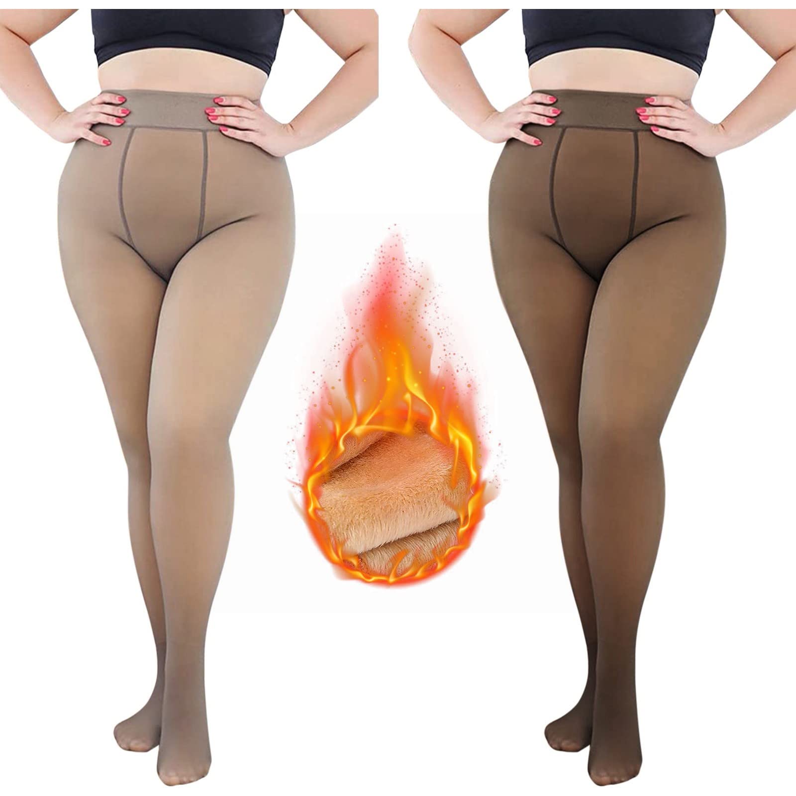 MJGkhiy Medias afelpadas mujer falso translúcido medias forradas leggings cómodas medias térmicas de forro polar sin costuras Curvy cálido acolchadas medias elásticas medias cálidas de invierno medias
