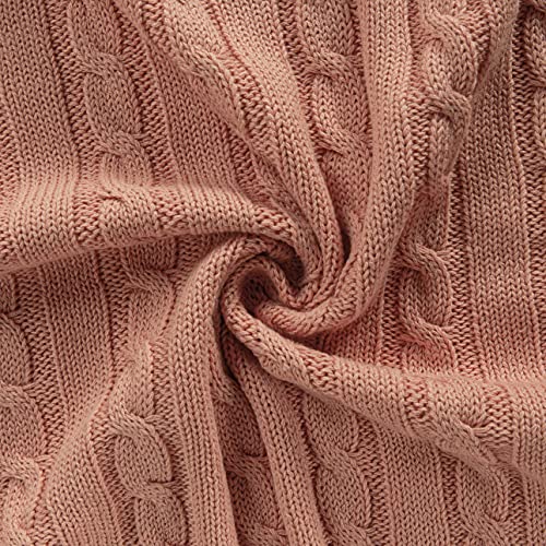 Image of NTBAY 100% Pure Cotton Cable Knit Toddler Blanket, Super Soft Warm Breathable 30x40 Baby Blanket for Crib, Stroller, Nursery, Travel, Newborn, 30x40 Inches, Coral Orange