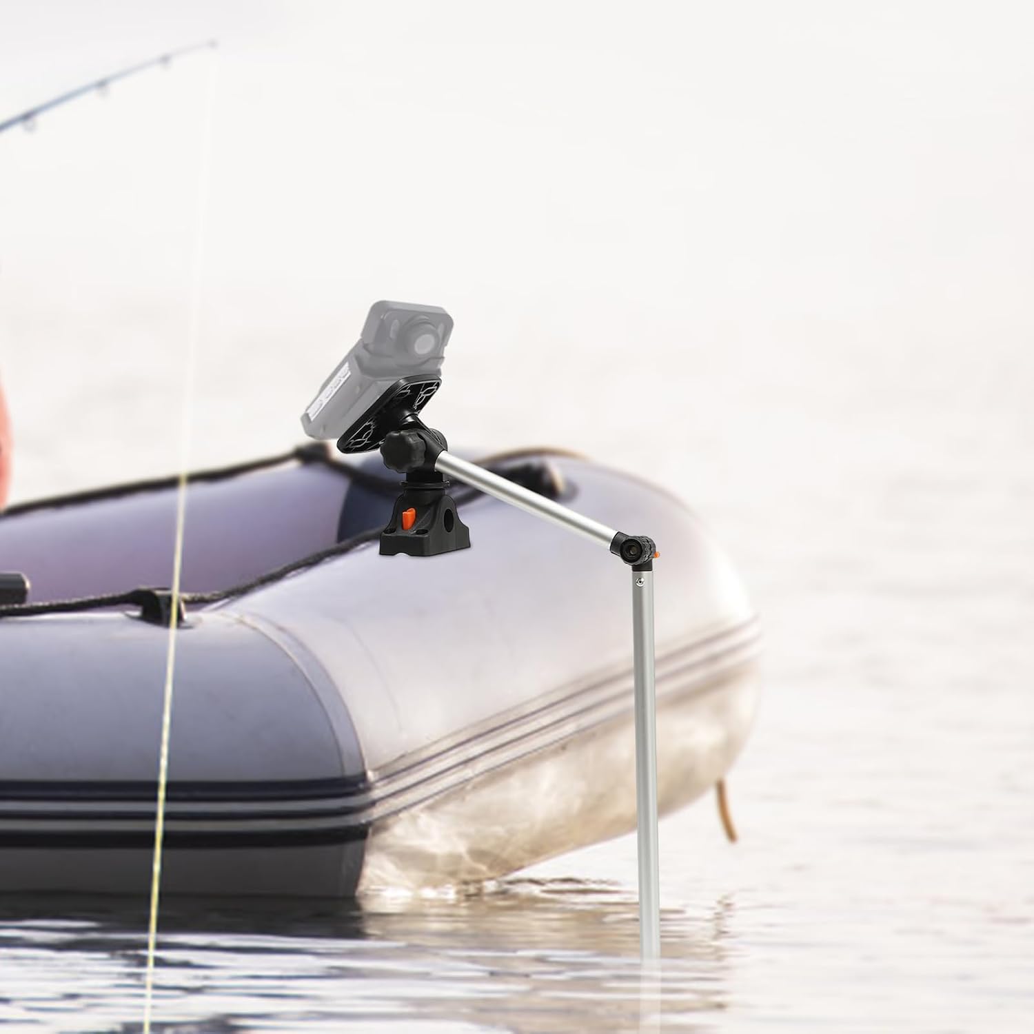 Universal Portable Transducer Bracket,19*7'' Height Adjustable 360° Freely Rotatable Portable Transducer Mount Suitable for Various Kayaks Fish Finder Transducer Bracket Fishing Equipment