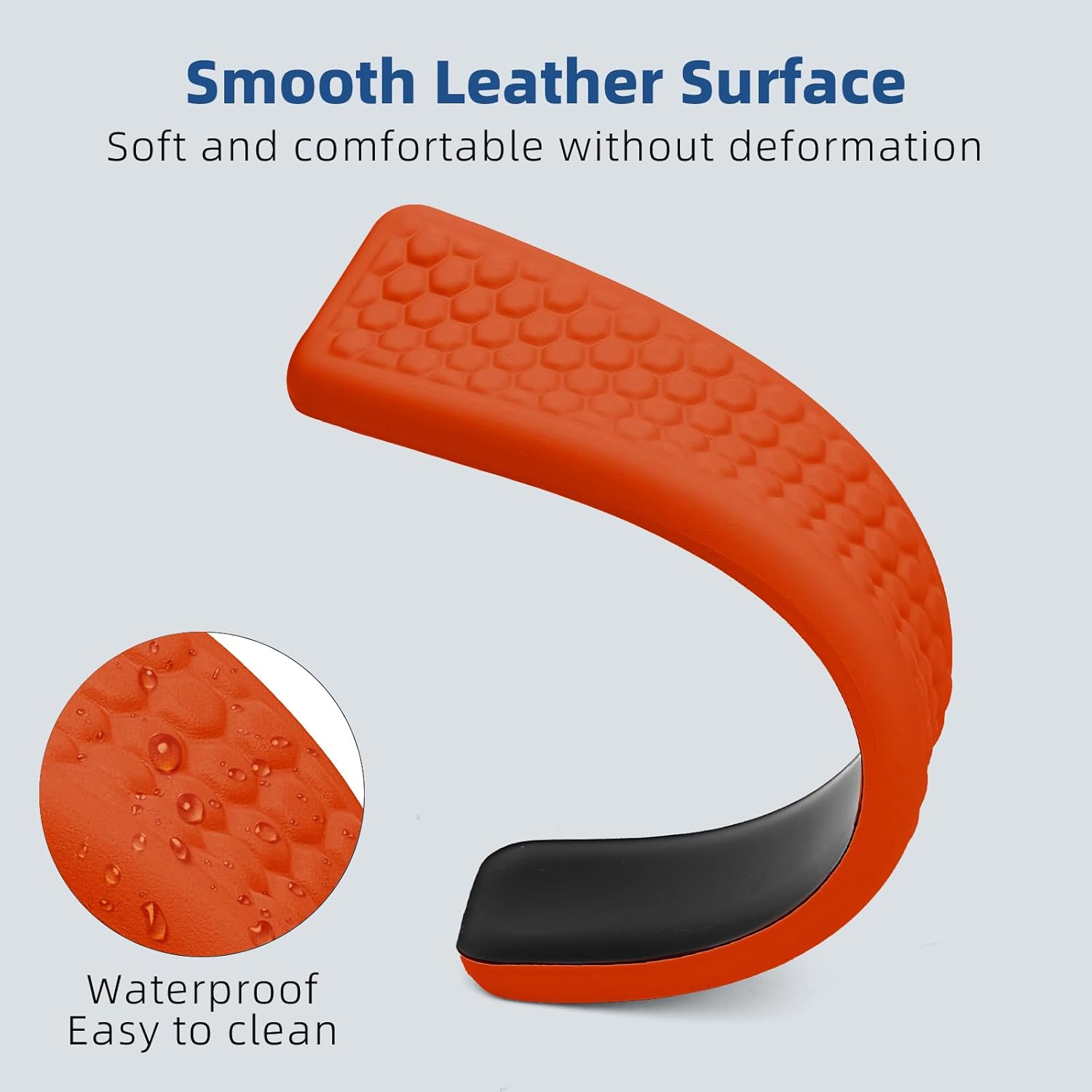 Keyboard Mouse Wrist Rest Pad, Comfort Memory Foam Wrist Rest with Non-Slip Silicone Base Leather Surface, Ergonomic Keyboard Mouse Wrist Support for Typing Pain Relief (Hermes Orange)