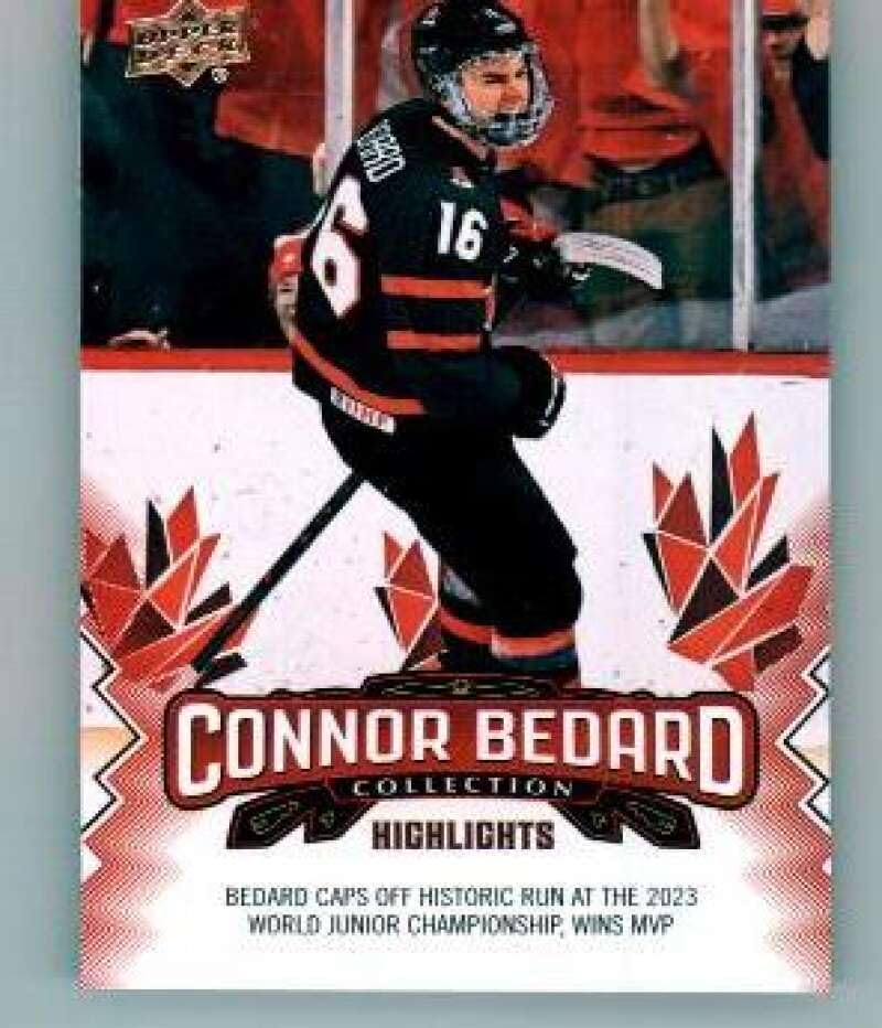 2023-24 Upper Deck Connor Bedard Collection #3 Caps Off Historic Run at the 2023 World Junior...