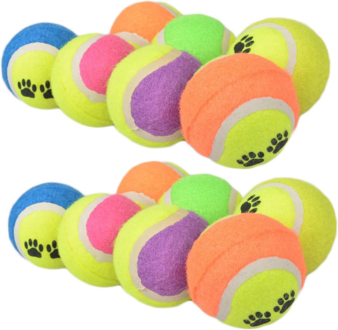 16pcs Pet Tennis Balls Plush Dog Rubber Training Fetch Balls 7cm Diameter Interactive Exercise for Small and Medium Dogs Random Color