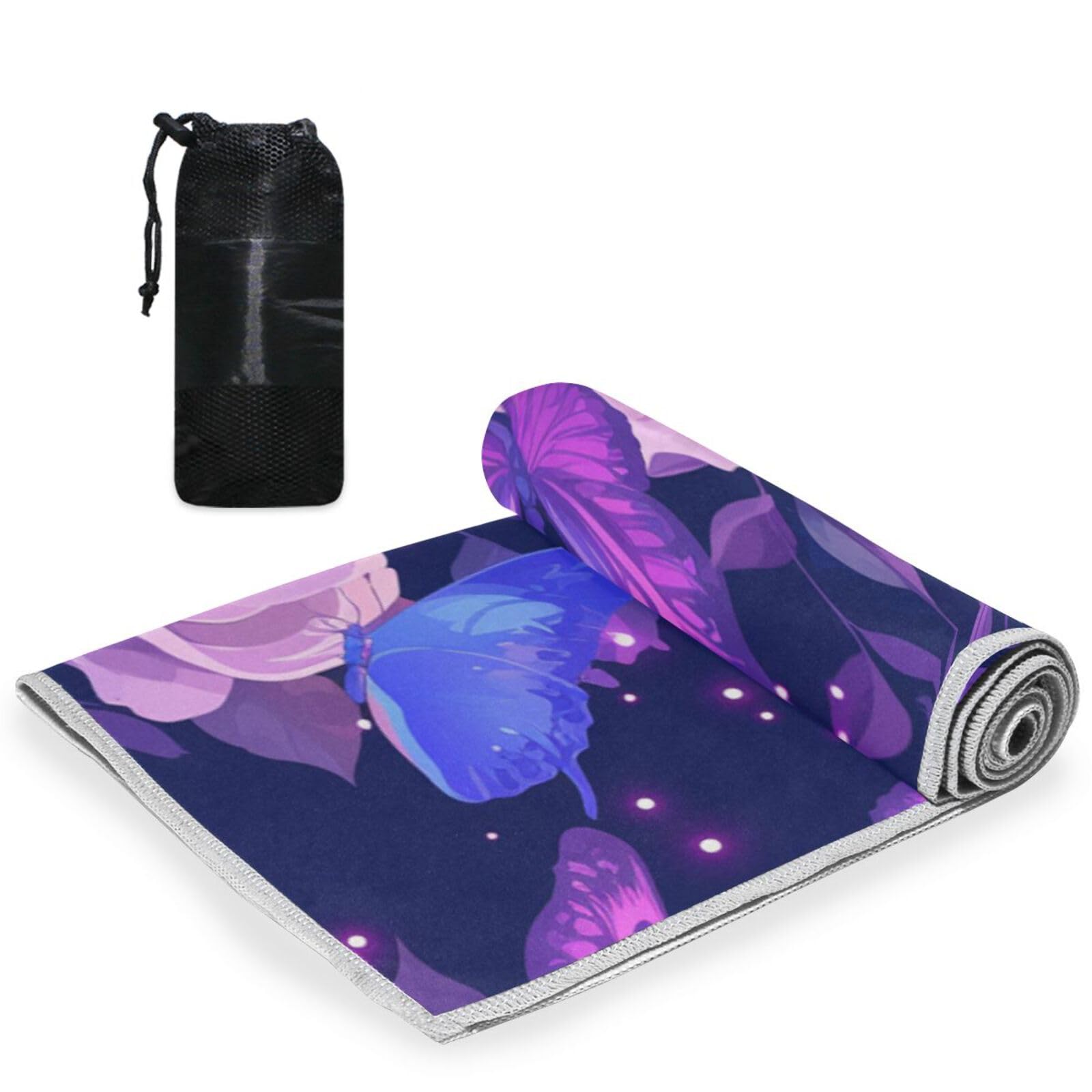 Yoogain Purple Roses Flowers Hand Towels Microfiber Quick Dry Towel Bath washcloths for Body Gym Clothes wash White Sports Towel 30