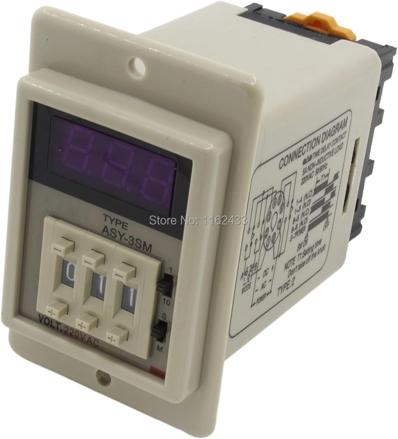 ASY-3SM White AC 220V time Relay with Socket ASY Series 220VAC Timer with Base