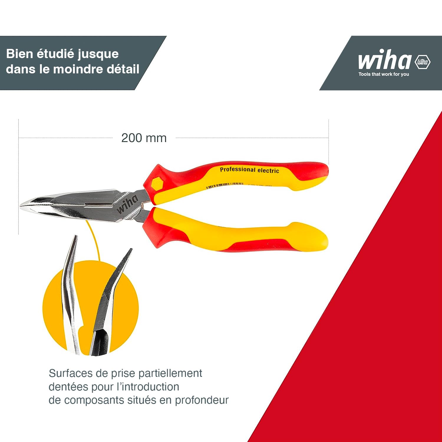 WIHA 27425 - Alicates de boca semi-redonda Professional electric Z 05 1 06 200 mm SB Professional electric Cod. Z05120006SB